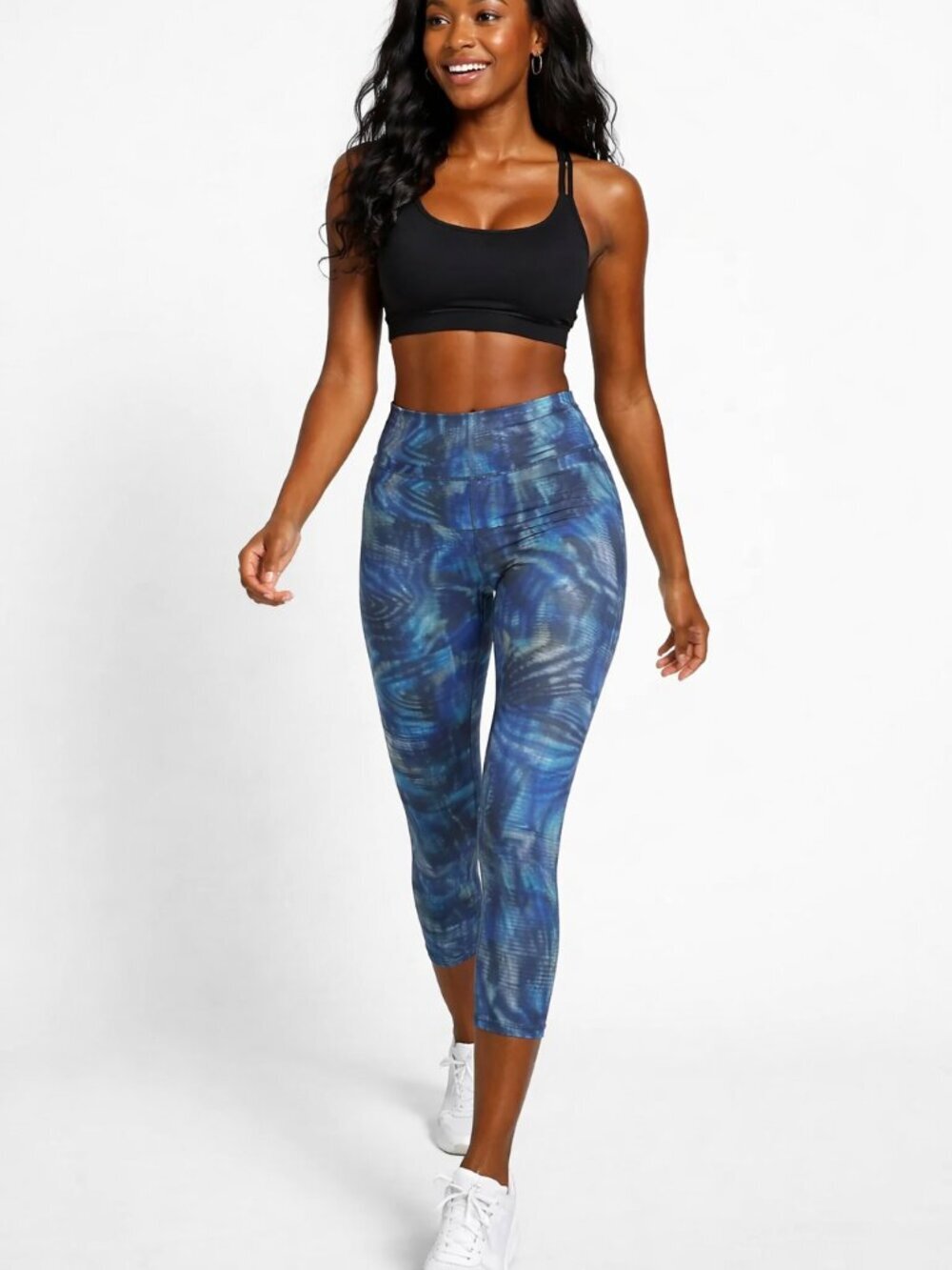 Lululemon Wunder Train High Rise Crop ShapeShifter Blue Leggings Sz 8